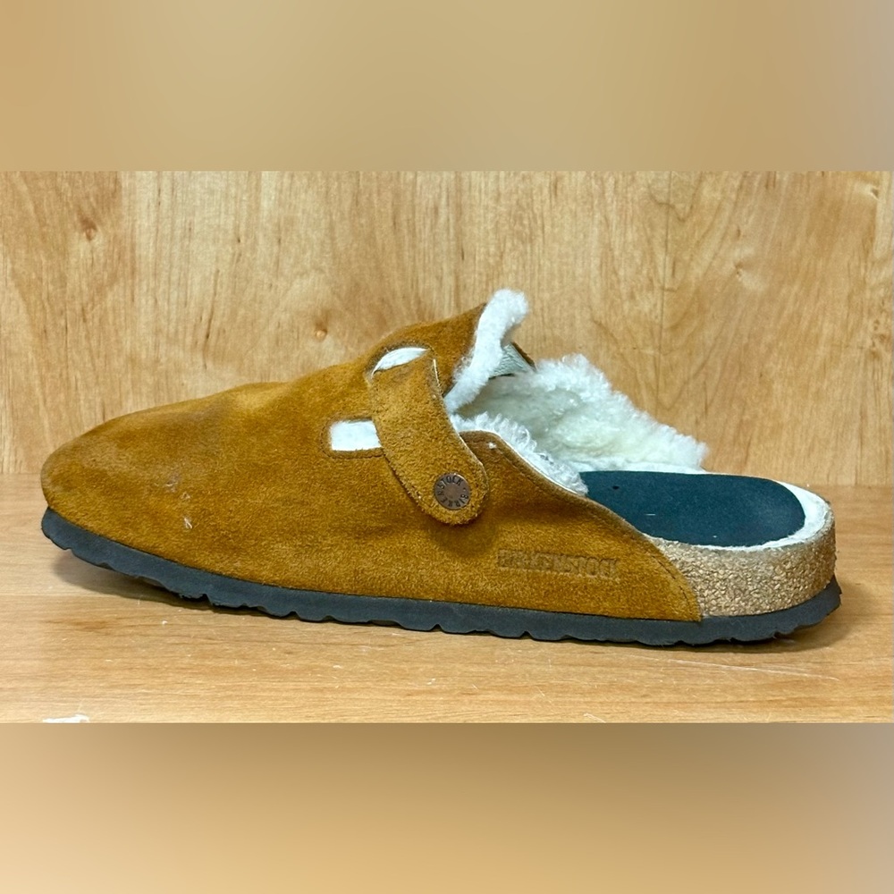 Birkenstock Boston Clogs Sherpa Shearling Lined Suede Size EU 41 US W 9.5 M 8 - Picture 2 of 8
